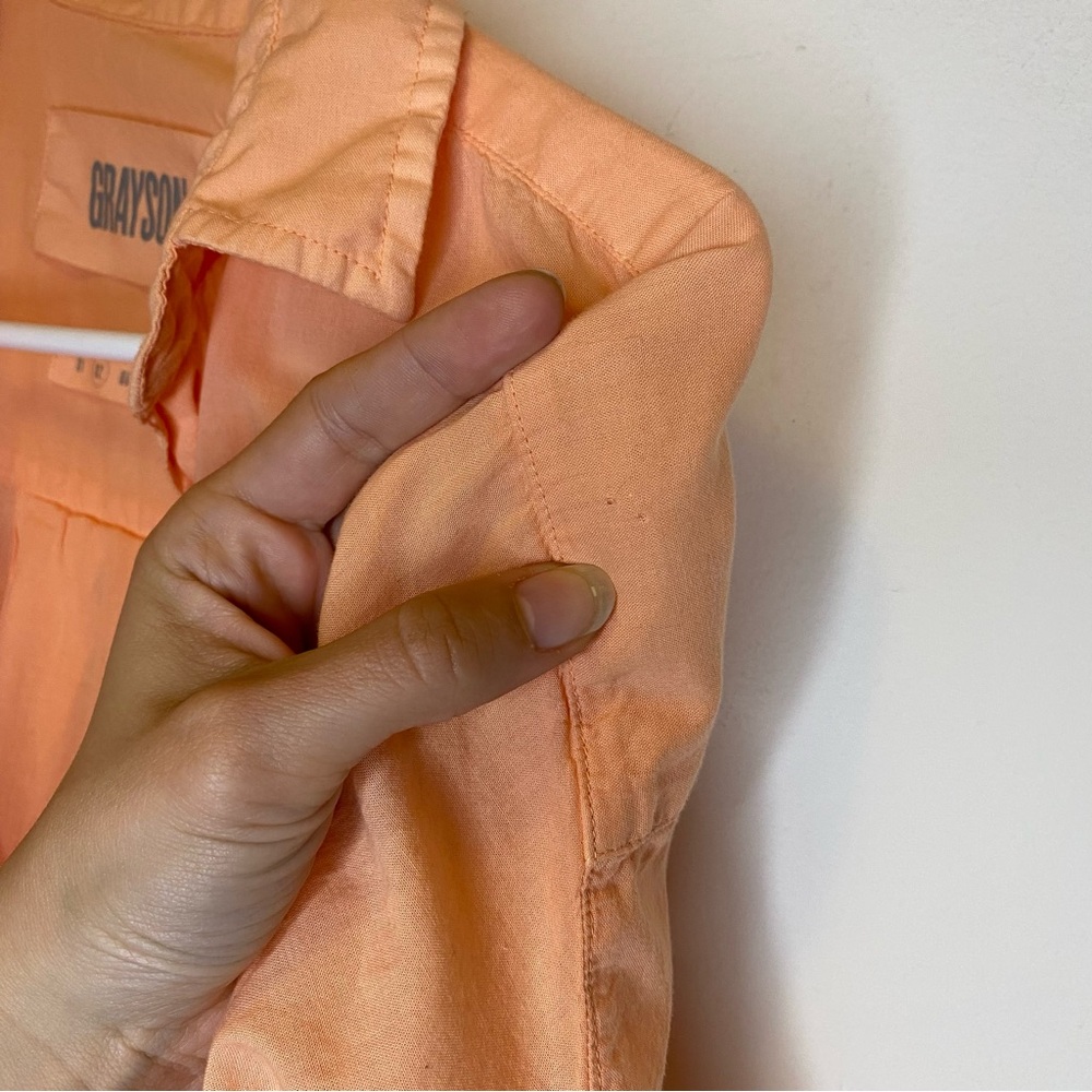 GRAYSON The Hero Button Down Cotton Shirt Melon Orange Sz 2 Small - Picture 8 of 13